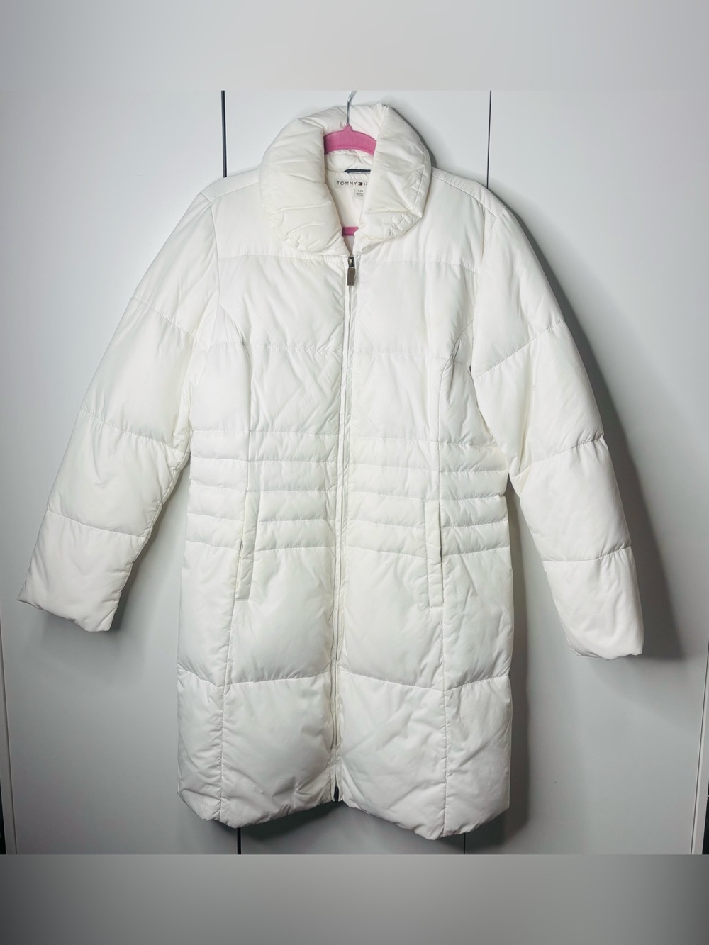 Tommy Hilfiger White Long Puffer Coat
